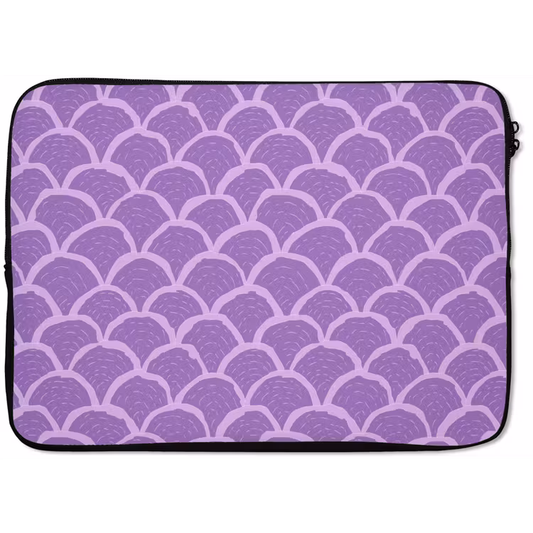 Laptophoes Paars - Schubber - Schelpen - Handgetekend - Patroon — 1