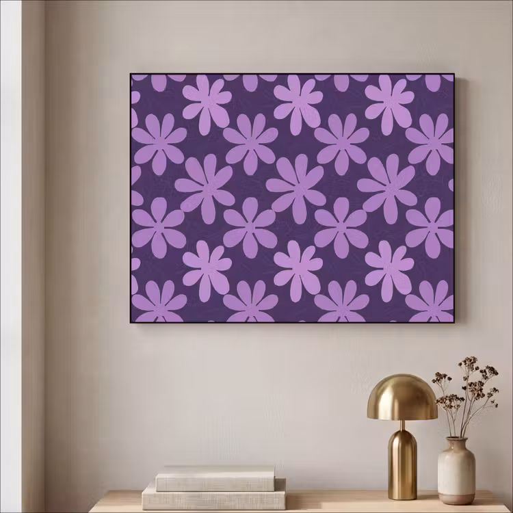 Art frame - Paars - Botanisch - Bloemen - Retro - Patroon — 5