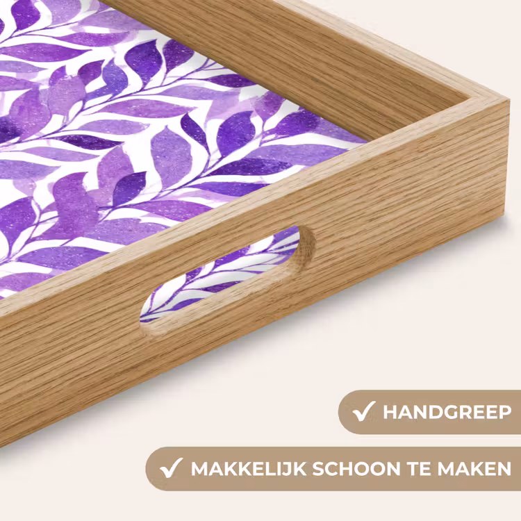 Dienblad - Paars - Botanisch - Bladeren - Aquarel - Takken - Patroon — 5