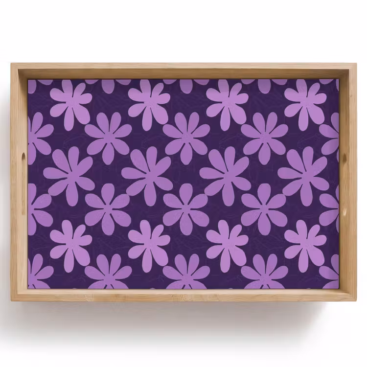 Dienblad - Paars - Botanisch - Bloemen - Retro - Patroon — 1
