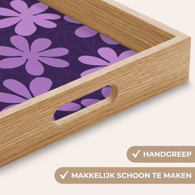 Dienblad - Paars - Botanisch - Bloemen - Retro - Patroon — 5