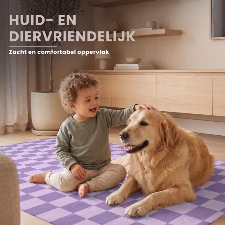 Vloerkleed - Paars - Geometrisch - Dambord - Blokken - Patroon — 6