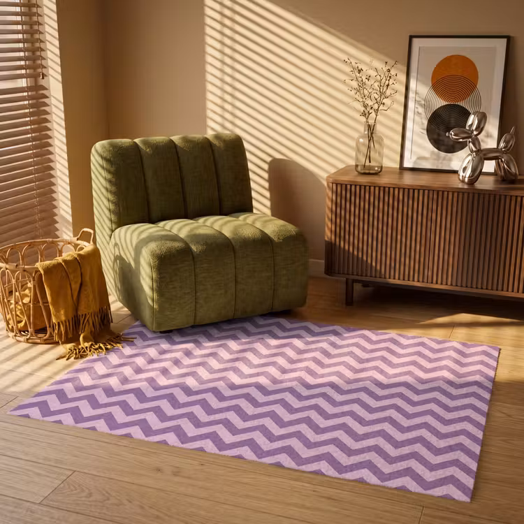Vloerkleed - Paars - Roze - Geometrisch - Chevron - Zigzag - Patroon — 2