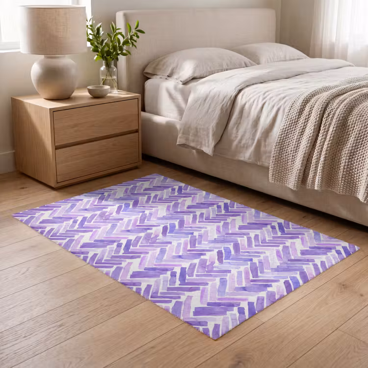 Vloerkleed - Paars - Visgraat - Aquarel - Penseelstreken - Patroon — 5