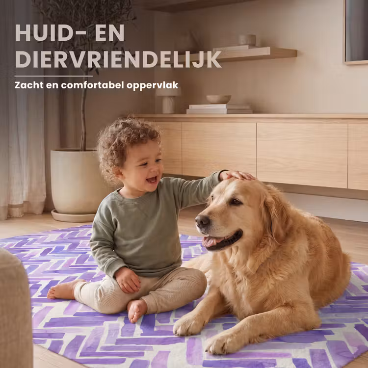 Vloerkleed - Paars - Visgraat - Aquarel - Penseelstreken - Patroon — 6