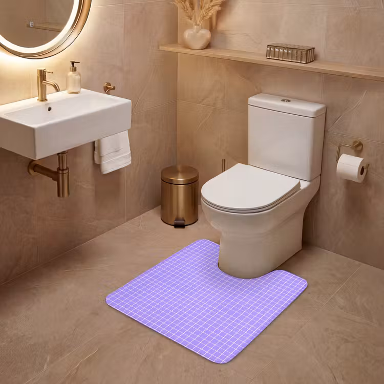 WC Mat - Paars - Geometrisch - Raster - Minimalistisch - Patroon — 3