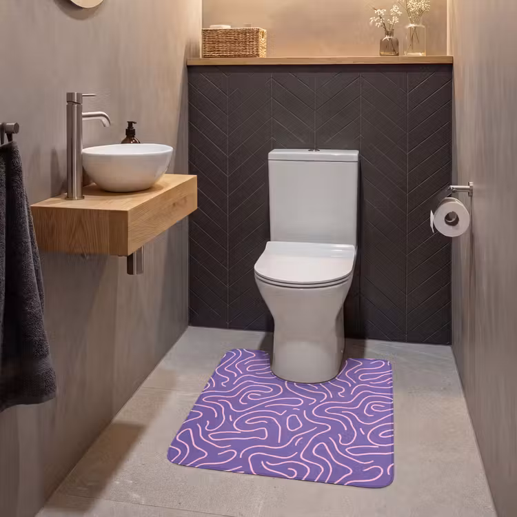 WC Mat - Paars - Roze - Abstract - Lijnen - Doolhof - Patroon — 2