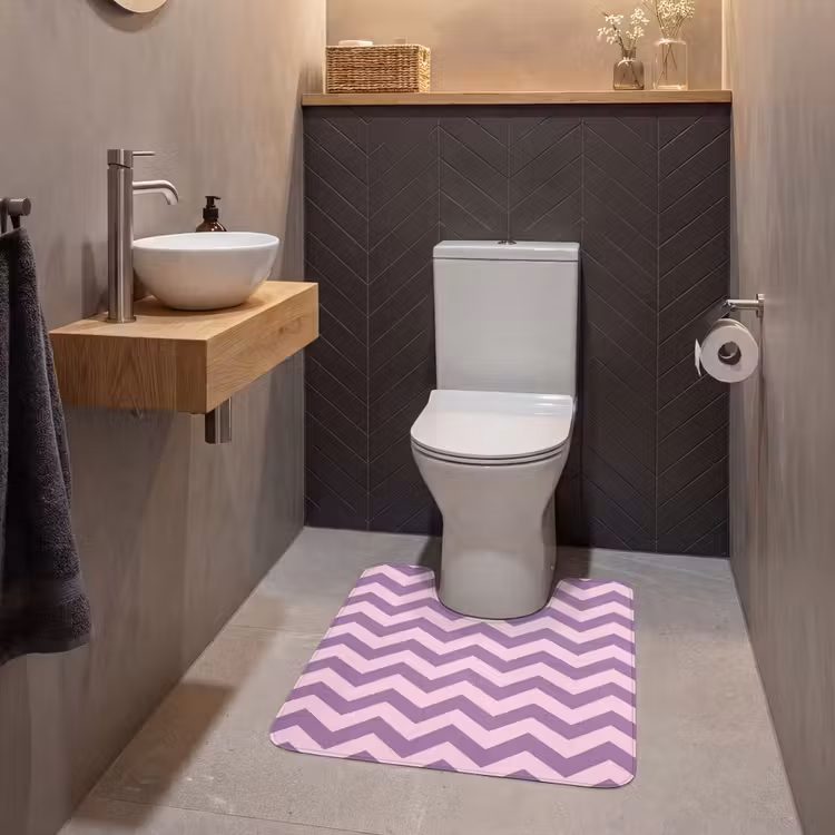 WC Mat - Paars - Roze - Geometrisch - Chevron - Zigzag - Patroon — 2