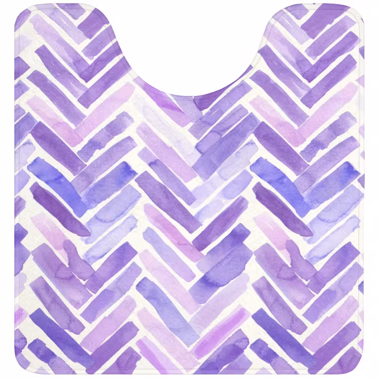 WC Mat - Paars - Visgraat - Aquarel - Penseelstreken - Patroon — 1