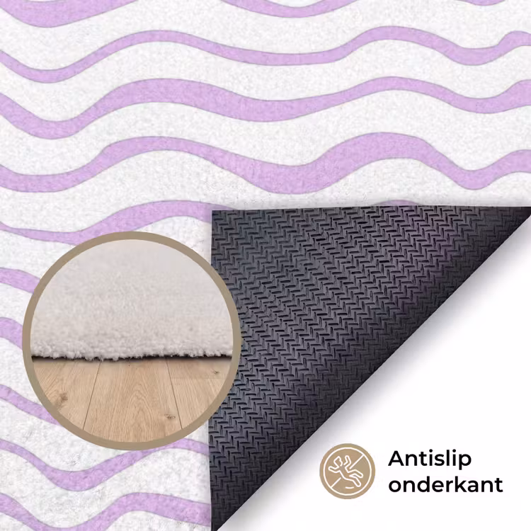Vloerkleed - Lila - Geometrisch - Golfjes - Lijnen - Patroon — 4