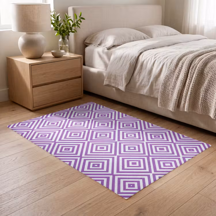 Vloerkleed - Paars - Geometrisch - Ruiten - Concentrisch - Patroon — 5