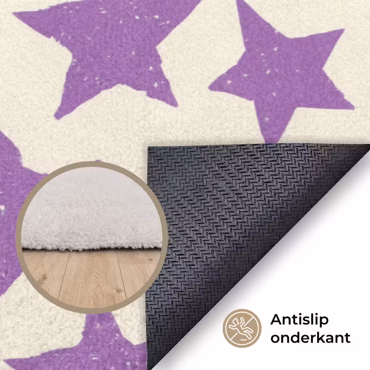 Vloerkleed - Paars - Geometrisch - Sterren - Stempel - Patroon — 4