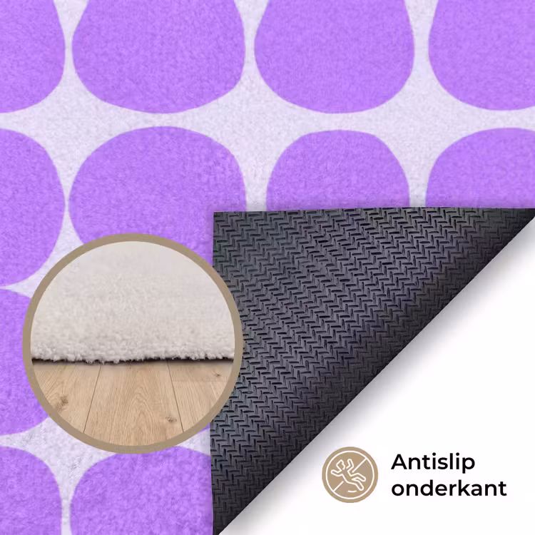 Vloerkleed - Paars - Geometrisch - Stippen - Polka Dot - Patroon — 4