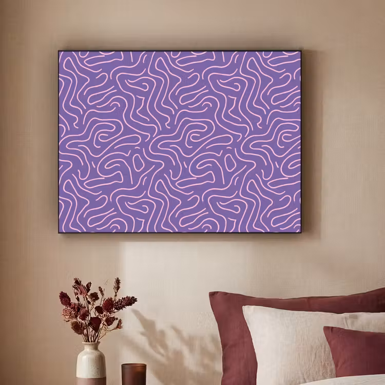 Art frame - Paars - Roze - Abstract - Lijnen - Doolhof - Patroon — 3
