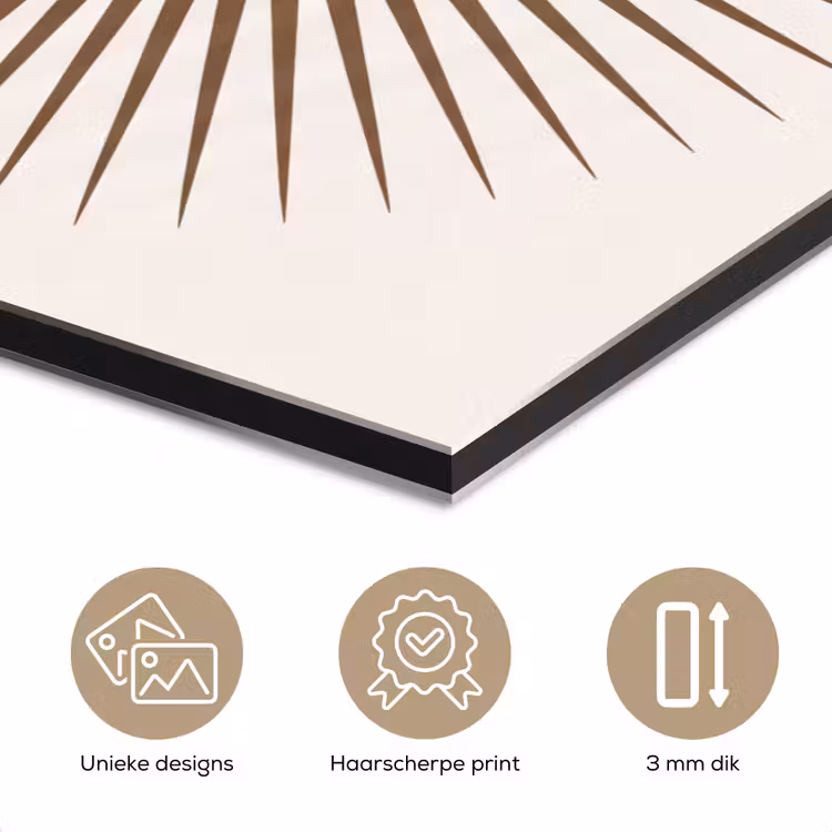 Aluminium schilderij - Abstract - Zon - Symbool - Modern - Beige — 7