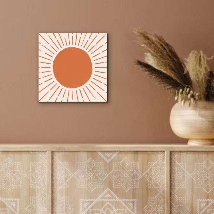 Aluminium schilderij - Zon - Stralen - Abstract - Terracotta - Modern — 5