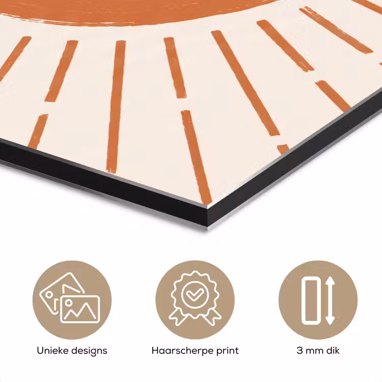 Aluminium schilderij - Zon - Stralen - Abstract - Terracotta - Modern — 7