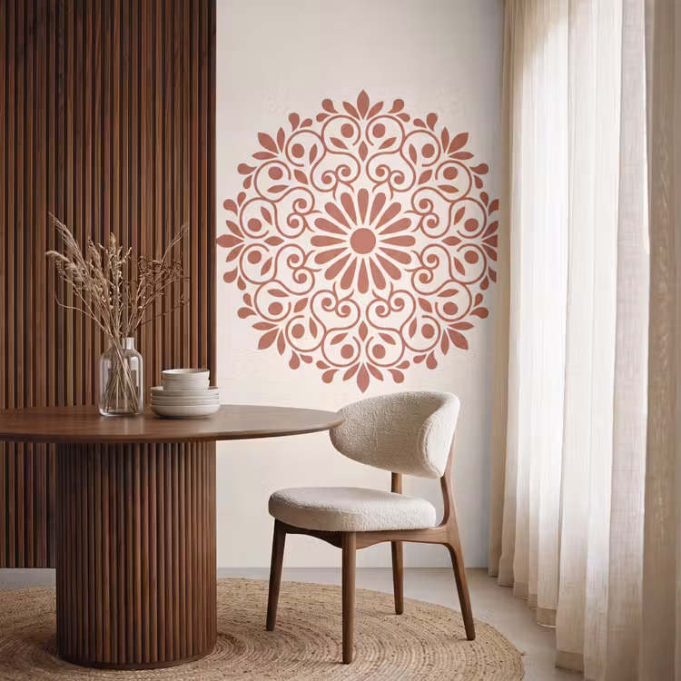 Behang - Decoratie - Cirkel - Symmetrisch - Modern - Roodbruin — 4