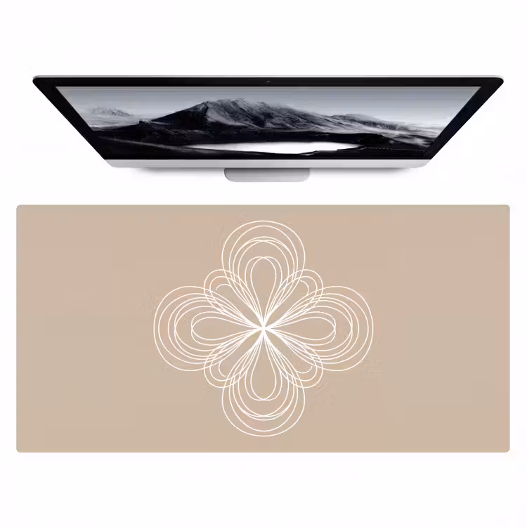Bureau onderlegger - Patroon - Lijnen - Abstract - Minimalistisch - Beige — 1