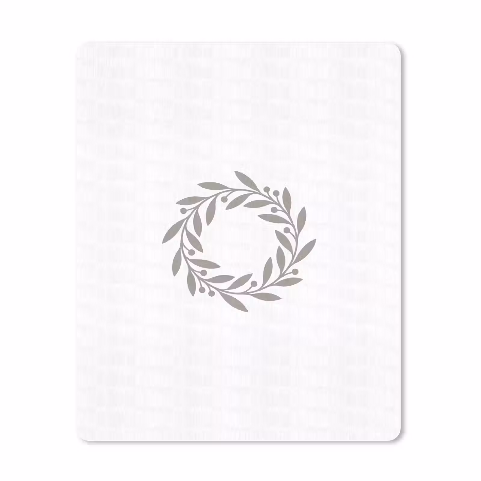 Muismat - Krans - Bladeren - Natuur - Minimalistisch - Grijs — 1