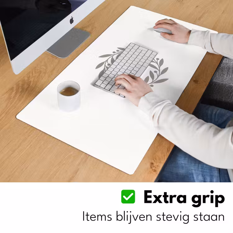 Bureau onderlegger - Krans - Bladeren - Natuur - Minimalistisch - Grijs — 6