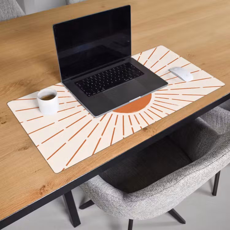 Bureau onderlegger - Zon - Stralen - Abstract - Terracotta - Modern — 3