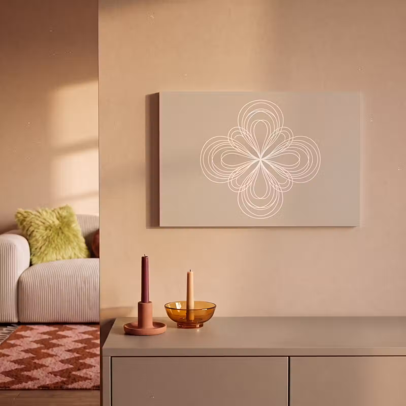 Canvas schilderij - Patroon - Lijnen - Abstract - Minimalistisch - Beige — 1