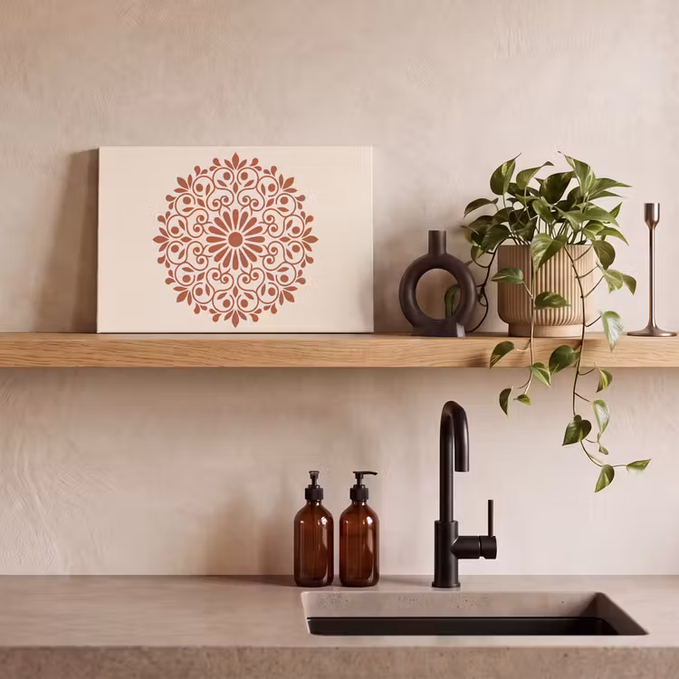 Canvas schilderij - Decoratie - Cirkel - Symmetrisch - Modern - Roodbruin — 2