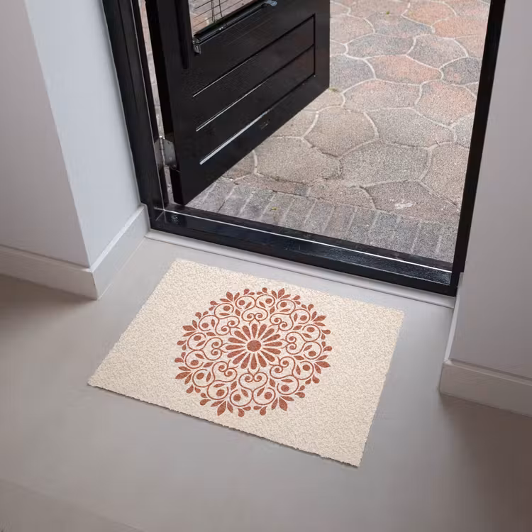 Deurmat - Decoratie - Cirkel - Symmetrisch - Modern - Roodbruin — 4