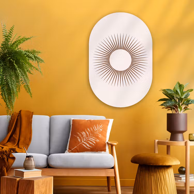 Muurovaal glas - Abstract - Zon - Symbool - Modern - Beige — 3