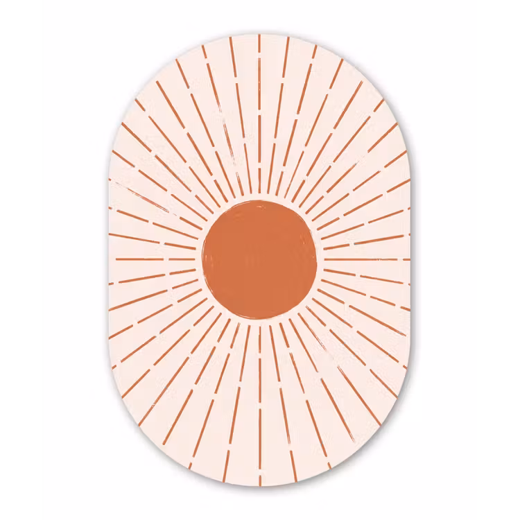 Muurovaal glas - Zon - Stralen - Abstract - Terracotta - Modern — 1