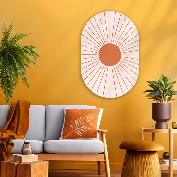 Muurovaal glas - Zon - Stralen - Abstract - Terracotta - Modern — 3