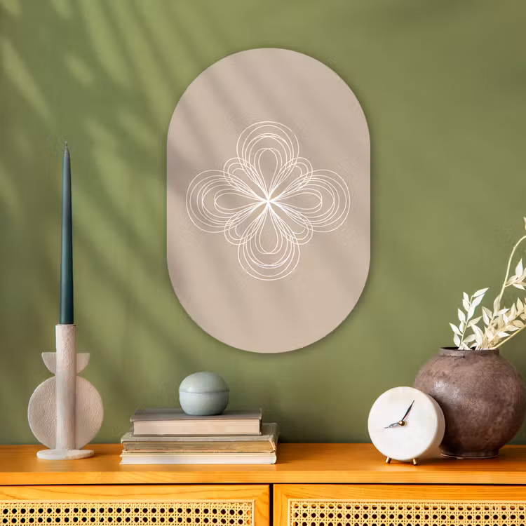 Muurovaal - Patroon - Lijnen - Abstract - Minimalistisch - Beige — 2