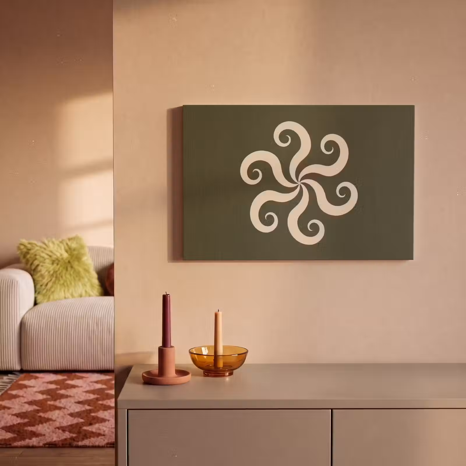 Canvas schilderij - Patroon - Spiraal - Abstract - Modern - Groen — 1