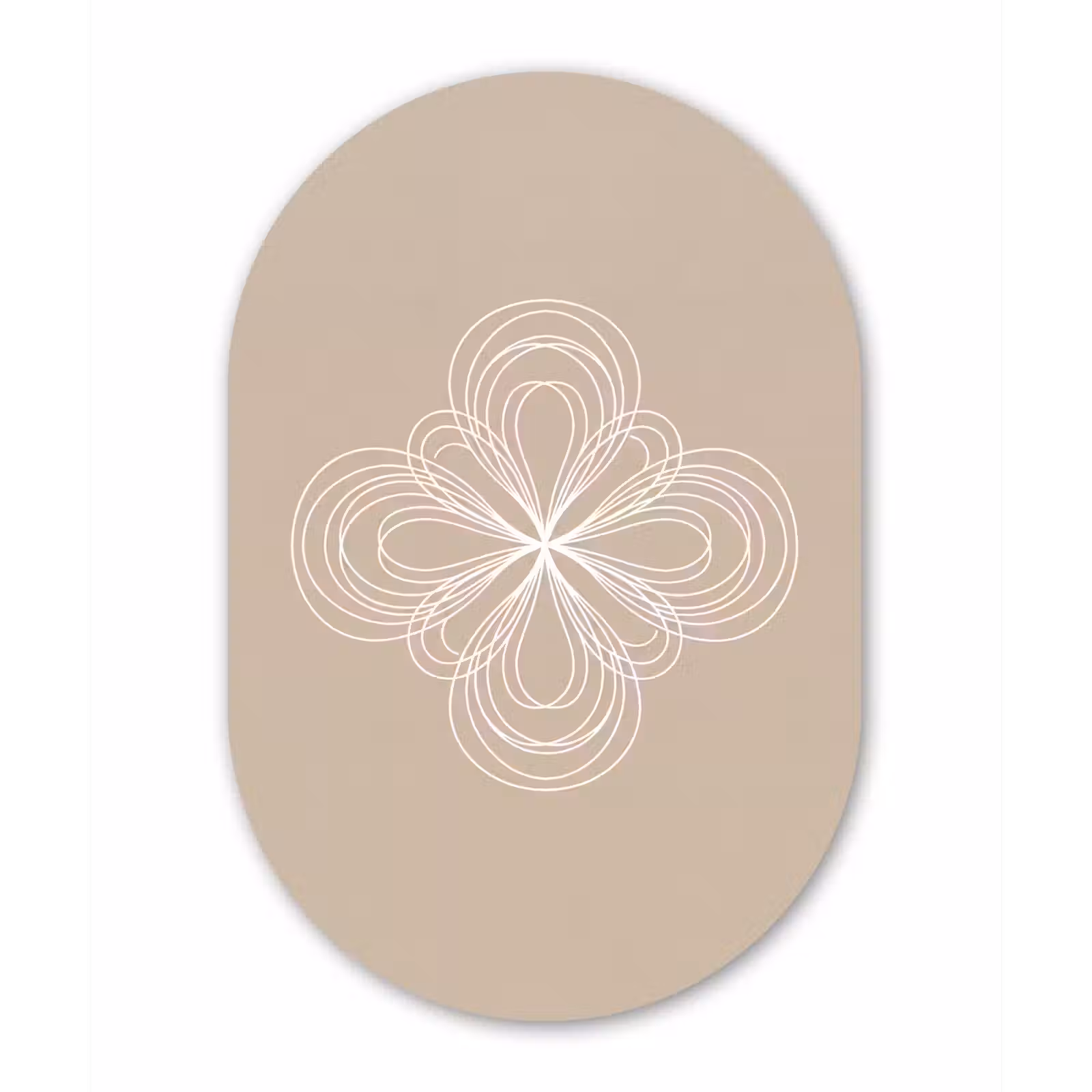 Muurovaal glas - Patroon - Lijnen - Abstract - Minimalistisch - Beige — 1