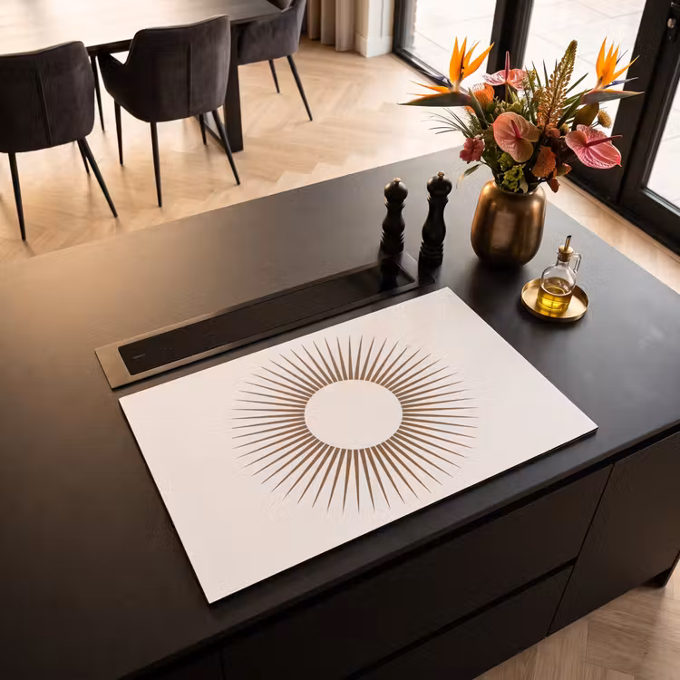 Inductiebeschermer - Abstract - Zon - Symbool - Modern - Beige — 2