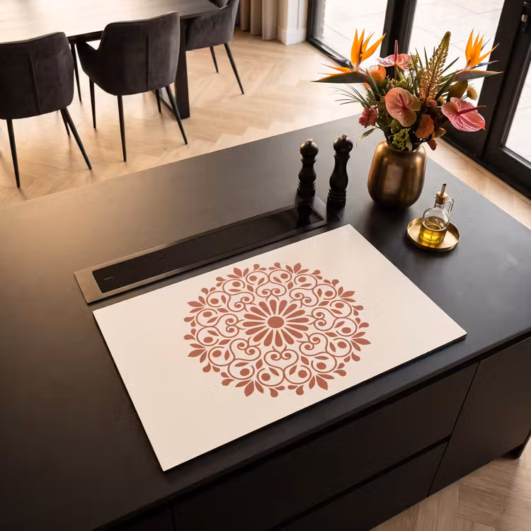 Inductiebeschermer - Decoratie - Cirkel - Symmetrisch - Modern - Roodbruin — 2