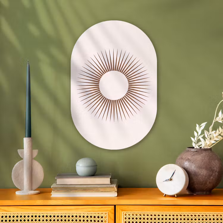 Muurovaal - Abstract - Zon - Symbool - Modern - Beige — 2