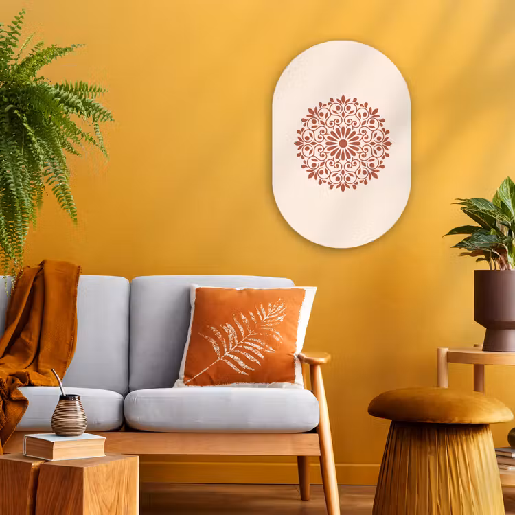 Muurovaal - Decoratie - Cirkel - Symmetrisch - Modern - Roodbruin — 1