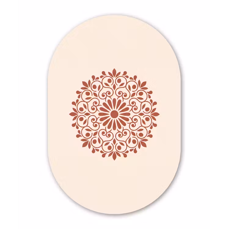 Muurovaal - Decoratie - Cirkel - Symmetrisch - Modern - Roodbruin — 3