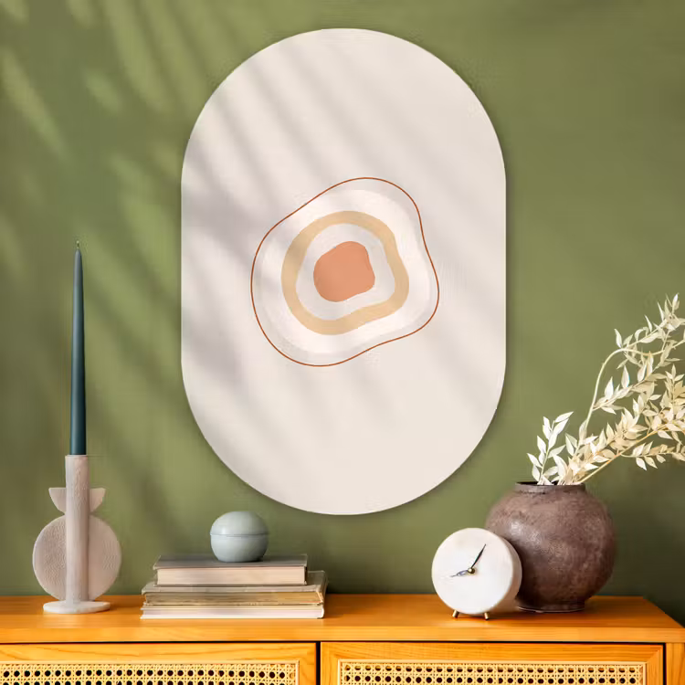 Muurovaal glas - Abstract - Organisch - Modern - Beige - Kunst — 2