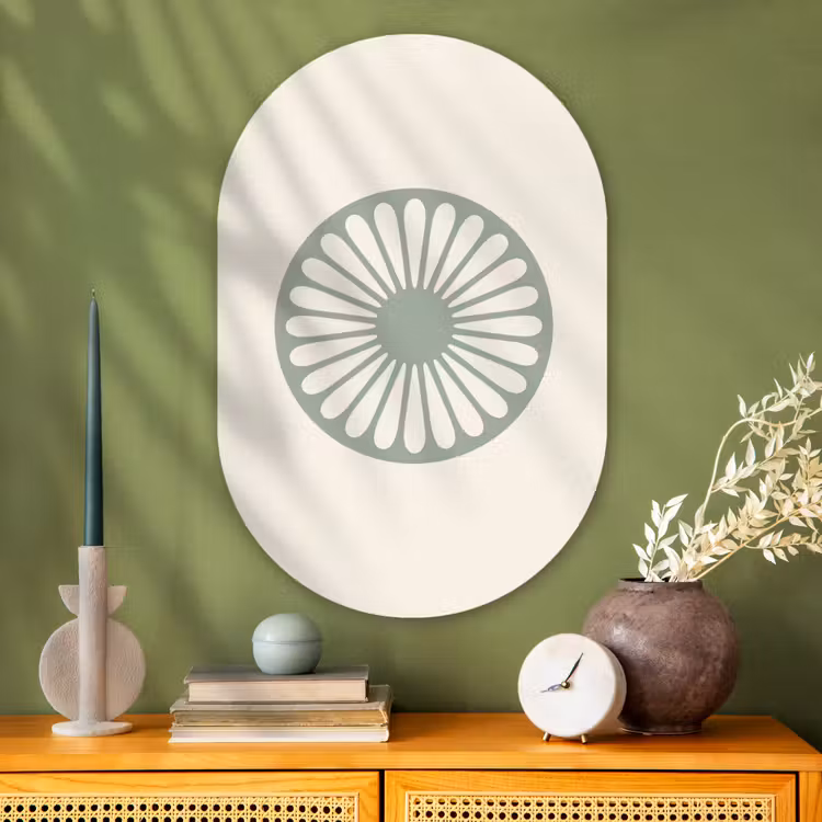 Muurovaal glas - Abstract - Patroon - Radiaal - Modern - Groen — 2