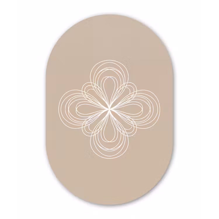 Muurovaal glas - Patroon - Lijnen - Abstract - Minimalistisch - Beige — 1