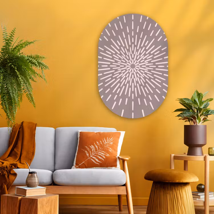 Muurovaal glas - Patroon - Stralen - Abstract - Modern - Grijs — 3