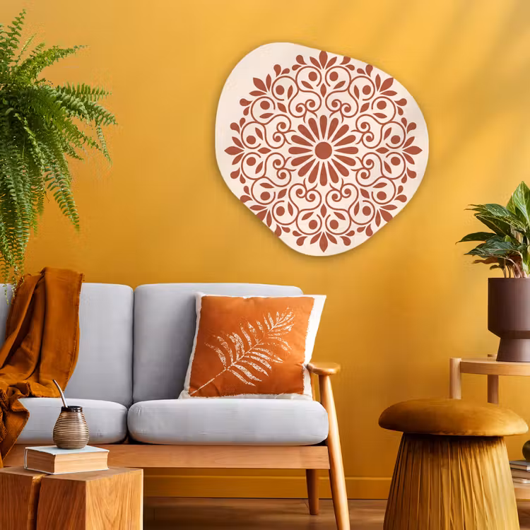 Organisch schilderij glas - Decoratie - Cirkel - Symmetrisch - Modern - Roodbruin — 3