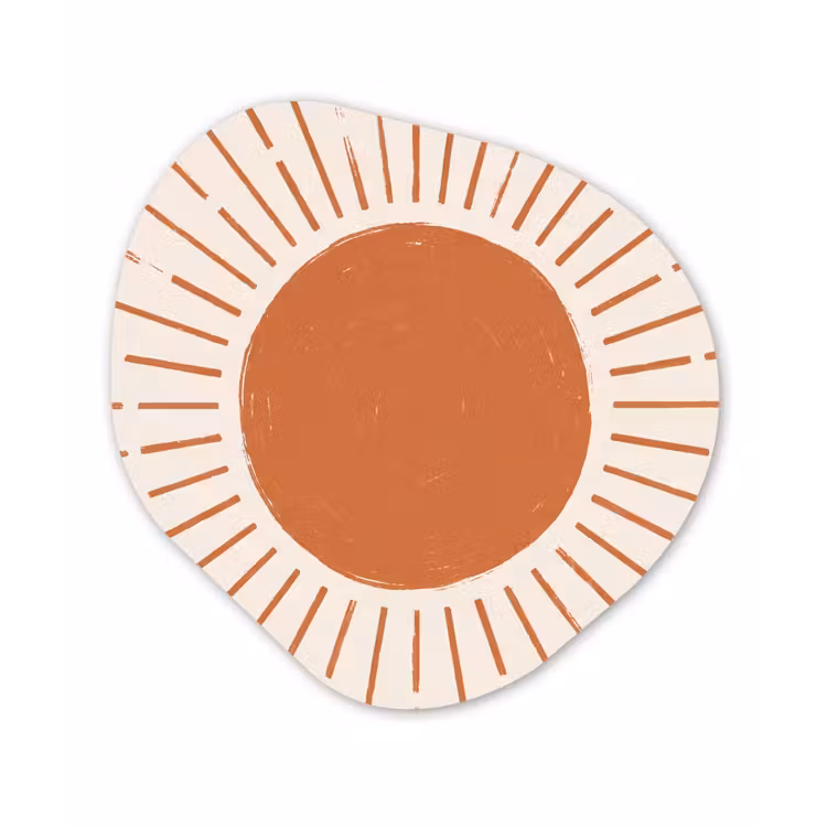 Organisch schilderij glas - Zon - Stralen - Abstract - Terracotta - Modern — 1