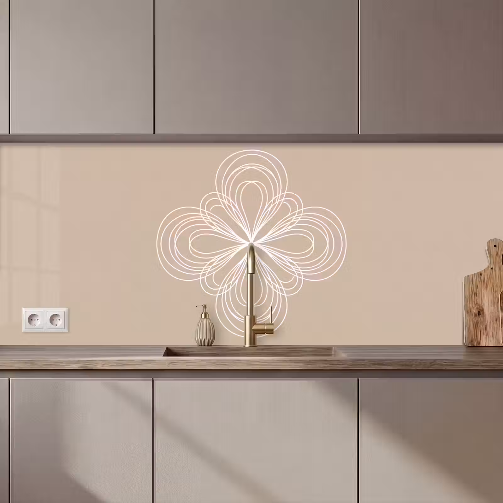 Keuken achterwand - Patroon - Lijnen - Abstract - Minimalistisch - Beige — 1