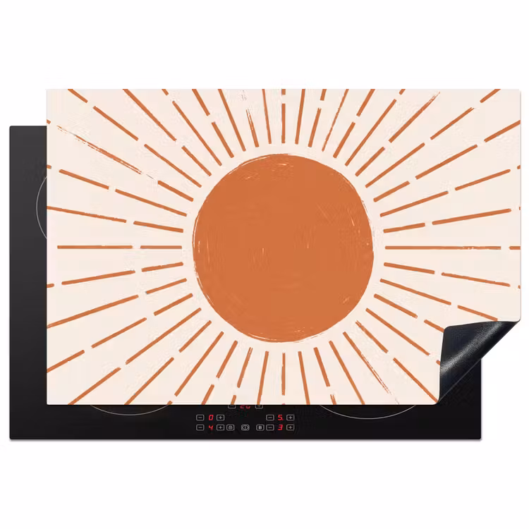Inductiebeschermer - Zon - Stralen - Abstract - Terracotta - Modern — 1