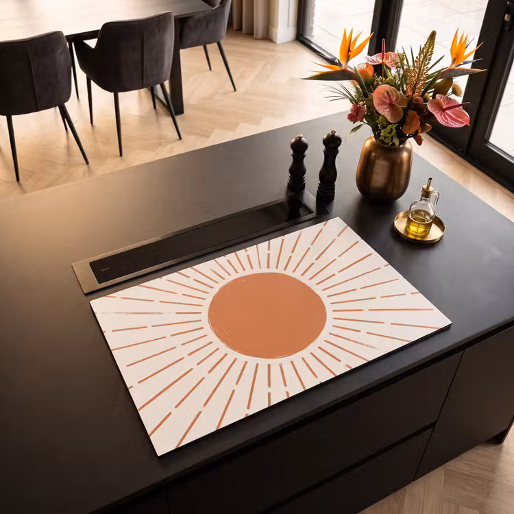 Inductiebeschermer - Zon - Stralen - Abstract - Terracotta - Modern — 2