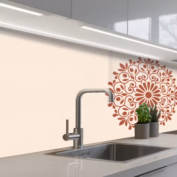 Keuken achterwand - Decoratie - Cirkel - Symmetrisch - Modern - Roodbruin — 2